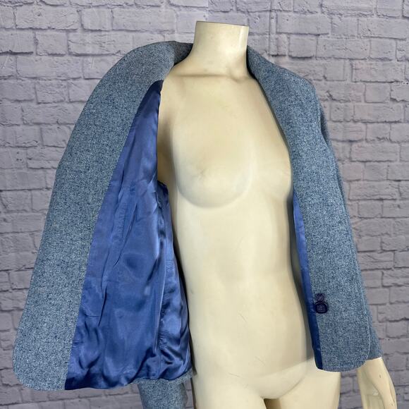 Vintage L.L. Bean Women's Blue Tweed Blazer with 2 way collar size medium - Picture 9 of 14